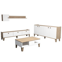 Hanah Home Sumer 3 Conjunto de Muebles de Salón Roble y Blanco